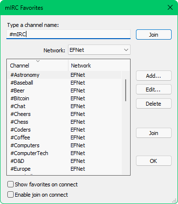 mIRC Favorites Folder