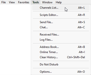 mIRC Tools Menu